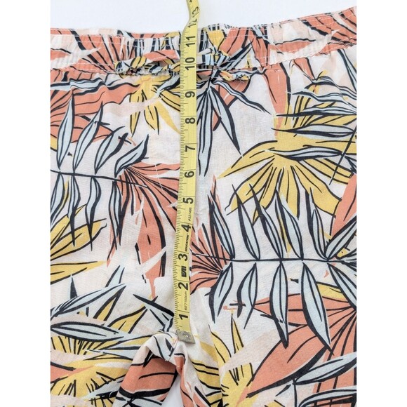 Serra Linen Blend Elastic Waist Pull On Pants Tropical Leaf Beachy Size XL - Picture 6 of 9